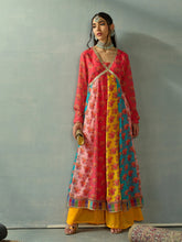 Women Red Multi Color V-Neck Anarkali Kurta-SHKUR00448
