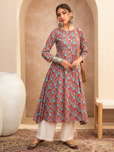 Women Red Floral Buttonned Pocket Kurta With Straight Pants-SHKUR35012_SHPAN51179