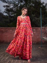 Women Pink Floral Poly Muslin Anrkali Kurta-SHKUR35041