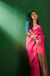 Womens Fashion Ethnic Pink Color Sarees-MLSHWSA1264PNK0ONE