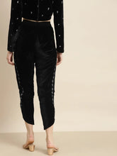 Black Velvet Embroidered Tulip Pants