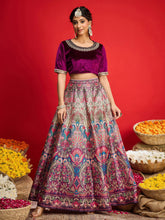Women Purple Velvet Top With Anarkali Skirt-SHSET96584