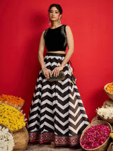 Women Black Velvet Sleeveless Crop Top With Anarkali Skirt-SHSET96593