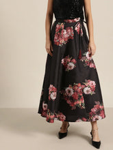 Black Floral Anarkali Skirt