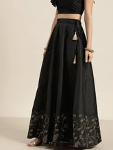 Black Paisely Foil Border Anarkali Skirt