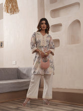 Off-White Pure Cotton Floral Printed Co-Ord Set For Women-MLWSHCO4318CRM