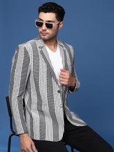 Men Grey Slim Fit Single Breasted Blazer-SOBLZ-090-Grey