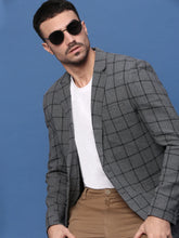 Men Grey Slim Fit Single Breasted Blazer-SOBLZ-091-3-Grey