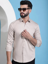 Men's Cotton Solid Casual Shirt-SF-883Beige