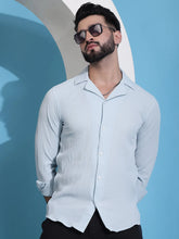 Lapel Collar Casual Shirt for Mens.-SF-904Firozi