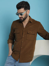 Men Standard Corduroy Cotton Shirt-SF-925Brown
