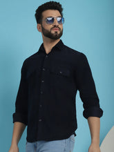 Men Standard Navy Corduroy Cotton Shirt