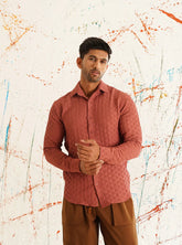 Woven Design Casual Shirt for Mens-SF-928Peach