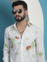 White Floral Printed Cotton Casual Shirt-SF-936White