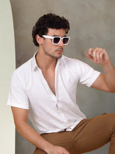 Embroidered Half Sleeve Cotton Shirt for Men-SF-944White