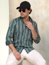 Striped Cotton Shirt for Men-SF-946Green