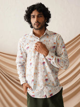 Printed Spread Collar Cotton Casual Shirt for Men-SF-966Wine