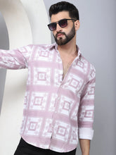 Printed Spread Collar Cotton Casual Shirt for Men-SF-967Magenta