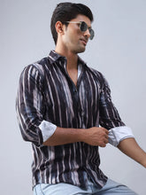 Abstract Printed Cotton Casual Shirt For Men-SF-978Black