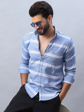 Striped Cotton Casual Shirt For Men-SF-985Blue