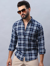 Checked Pure Cotton Casual Shirt for Men-SF-988Blue