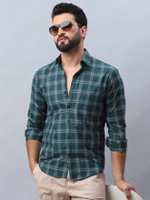 Checked Pure Cotton Casual Shirt for Men-SF-989Green