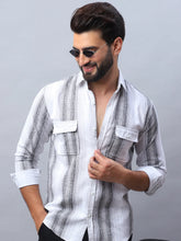 Striped Cotton Casual Shirt for Men-SF-990Grey
