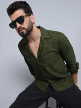 Men's Embroidered Cotton Casual Shirt-SF-992Olive