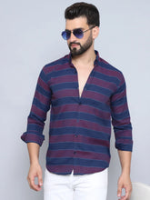 Striped Regular Fit Casual Shirt For Men-SF-993Wine