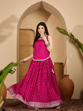 Stylum Women's Pink Ethnic Printed Rayon Vest Top With Skirt (STPINKPOPAT)