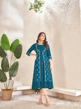 Blue Colour cotton Foil print kurti with vibrant patterns-MLWSHKT8026BLU