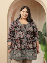 Stylum Women's Black Floral Printed Cotton Peplum Top (TOPBLACKNOVAPLUS)