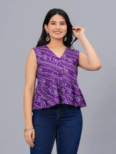Women's Bandhej Printed Rayon Peplum Top-TOPGGPURPLECHARLI