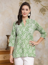 Women's Tropical Printed Cotton Empire Top-TOPGREENZILL