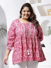 Plus Size Women Floral Printed Rayon Peplum Top-TOPMUMTAZPLUS
