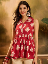 Stylum Women's Red Ethnic Printed Rayon Peplum Top (TOPREDLATTU)