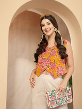 Stylum Women's Yellow Floral Printed Cotton Vest Top (TOPYELLOWGOLD)