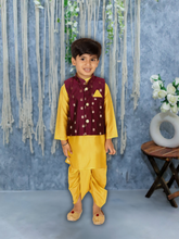 Chanderi Dhoti Kurta Set for Boys - Purple | BR23DK46PRB