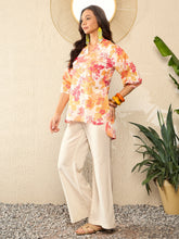 Off White Rayon Blend Floral Printed Coord Sets VCORD1084