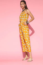 Mustard Printed Ethnic Jumpsuit