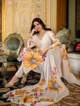 Women Off White Rayon Blend Floral Printed Straight Kurta Trouser With Dupatta-VKSKD2282