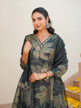 Women Green Rayon Blend Floral Printed Straight Kurta Trouser With Dupatta-VKSKD2348