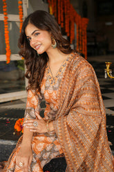 Multicolor Cotton Blend Ethnic Motifs Printed Straight Kurta Trousers With Dupatta VKSKD2398