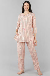 Women Peach Striped Printed Top