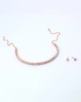 Gold Plated Single Line Stone Studded Choker Jewellery Set-VOJ202