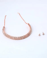 Gold Plated Double Line Stone Studded Choker Jewellery Set-VOJ203
