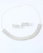 Silver Plated Stone Studded Choker Jewellery Set-VOJ207