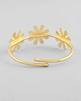 Gold Plated with 3 Flower and Pearl Kada Bracelet-VOJ333