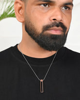 Silver Plated Men Chain With Rectangular Shaped Pendent