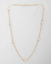 Gold Plated Chain with White Hand Crafted Beads-VOJ419
